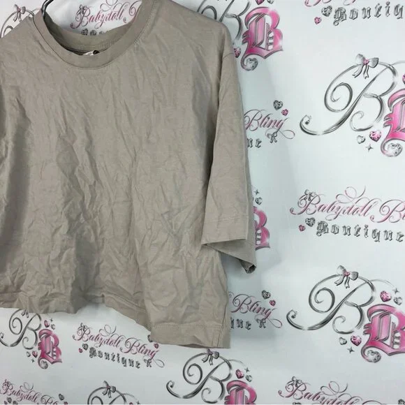 J.o & co tshirt tee cream Beige Crop Top cropped short style shirt grey - Picture 3 of 8